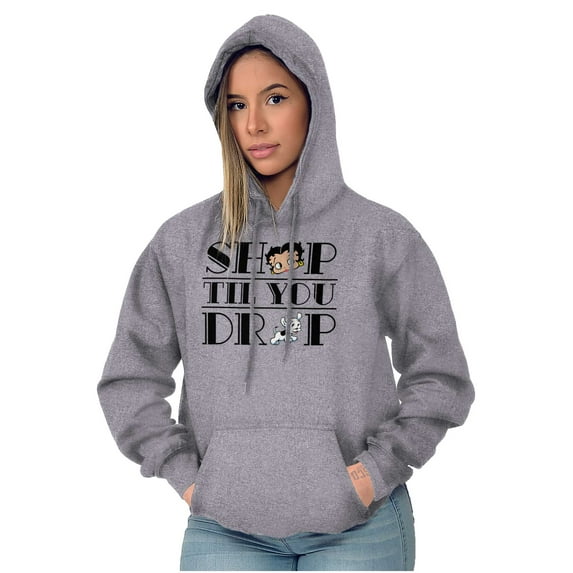Betty Boop Shop till You Drop Funny Women Plus Size Hoodie Brisco Brands 2X