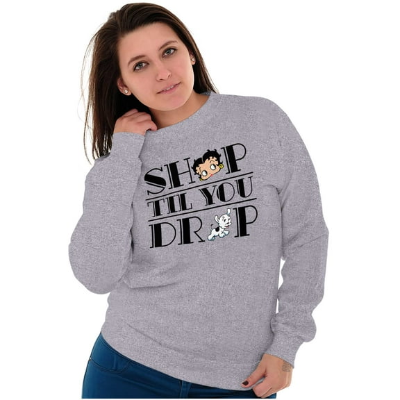 Betty Boop Shop till You Drop Funny Women Plus Size Sweatshirt Brisco Brands 2X