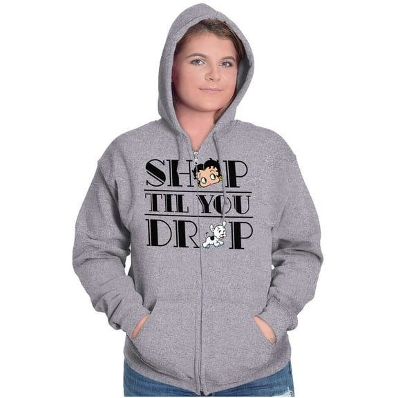 Betty Boop Shop till You Drop Funny Zip Hoodie Sweatshirt Women Brisco Brands S
