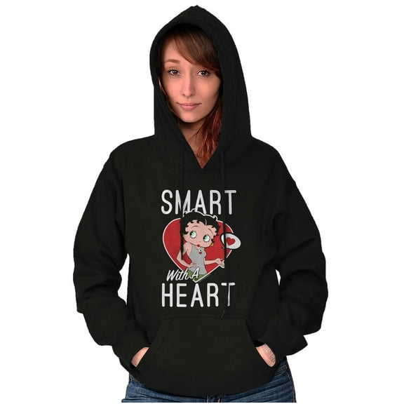 Betty Boop Smart with a Heart Cartoon Hoodie Sweatshirt Women Brisco Brands X