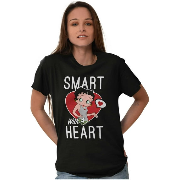 Betty Boop Smart with a Heart Cartoon Women's Graphic T Shirt Tees Brisco Brands S