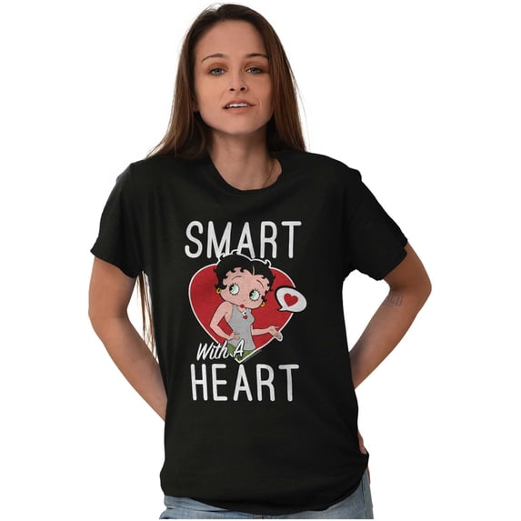 Betty Boop Smart with a Heart Cartoon Women's Graphic T Shirt Tees Brisco Brands X