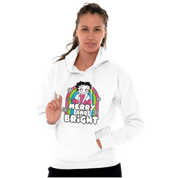 Betty Boop Snowflake Merry Bright Hoodie Sweatshirt Women Brisco Brands M