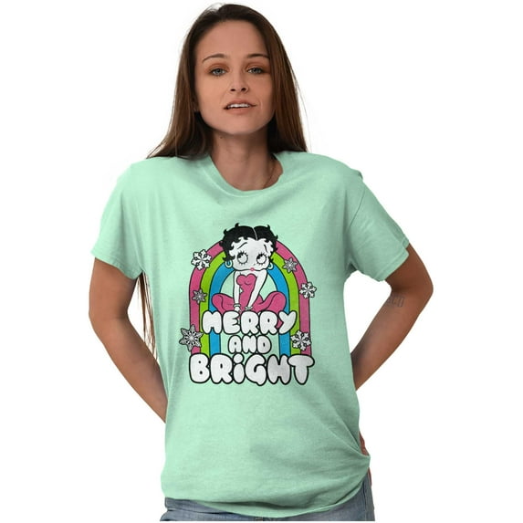 Betty Boop Snowflake Merry Bright Women's Graphic T Shirt Tees Brisco Brands S