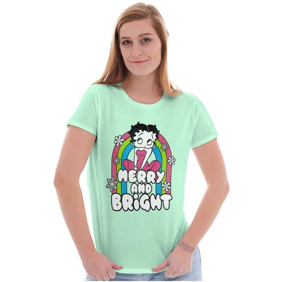 Betty Boop Snowflake Merry Bright Women's T Shirt Ladies Tee Brisco Brands S