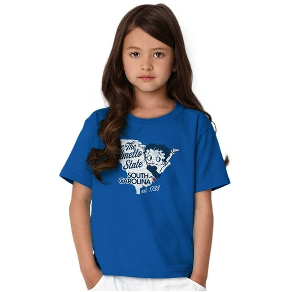 Betty Boop South Carolina Map Outline Girls Kids T Shirt Tees Teen Brisco Brands XS