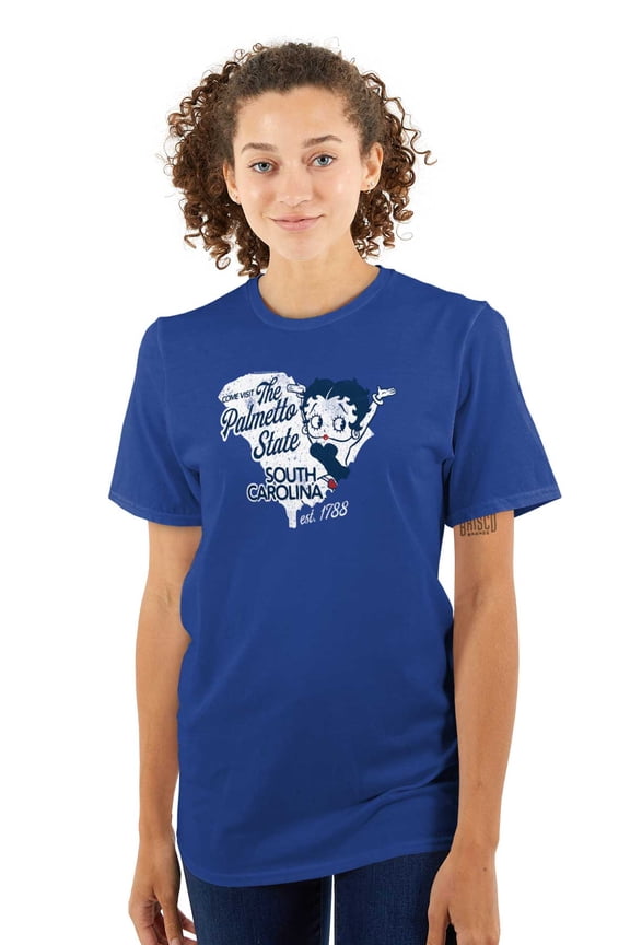 South Carolina Map Outline Women's Graphic T Shirt Tees Brisco Brands L