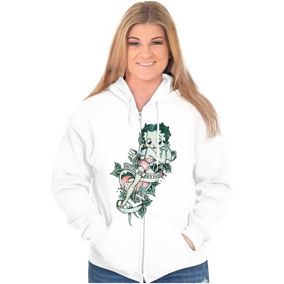 Betty Boop Spoil Me Rotten Tattoo Women Plus Size Zipper Hoodie Brisco Brands 5X