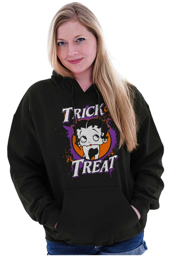 Spooky Trick or Treat Hoodie Sweatshirt Women Brisco Brands L