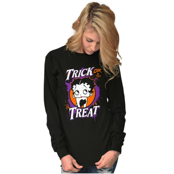 Betty Boop Spooky Trick or Treat Women's Long Sleeve T Shirt Brisco Brands X