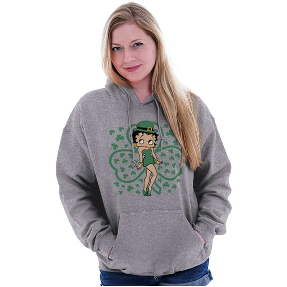 Betty Boop St Patricks Day Clovers Hoodie Sweatshirt Women Brisco Brands S