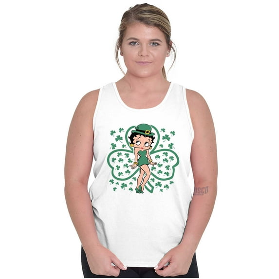 Betty Boop St Patricks Day Clovers Tank Top Tee Shirt Women Brisco Brands S