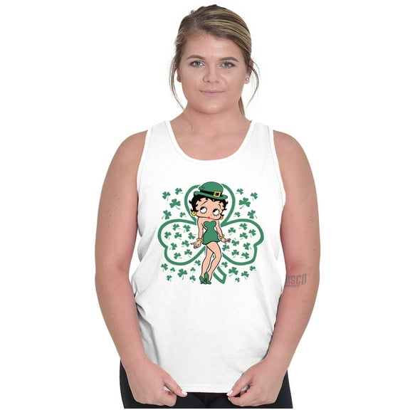 Betty Boop St Patricks Day Clovers Tank Top Tee Shirt Women Brisco Brands X