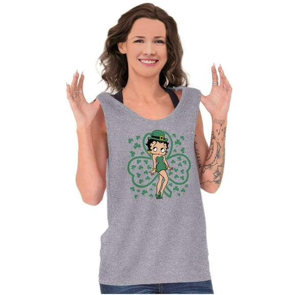 Betty Boop St Patricks Day Clovers Tank Top Tee Shirt Women Brisco Brands X