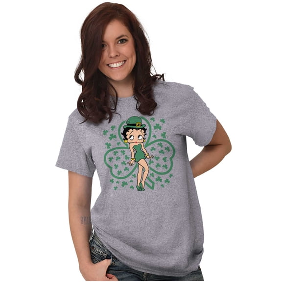 Betty Boop St Patricks Day Clovers Women's Graphic T Shirt Tees Brisco Brands X