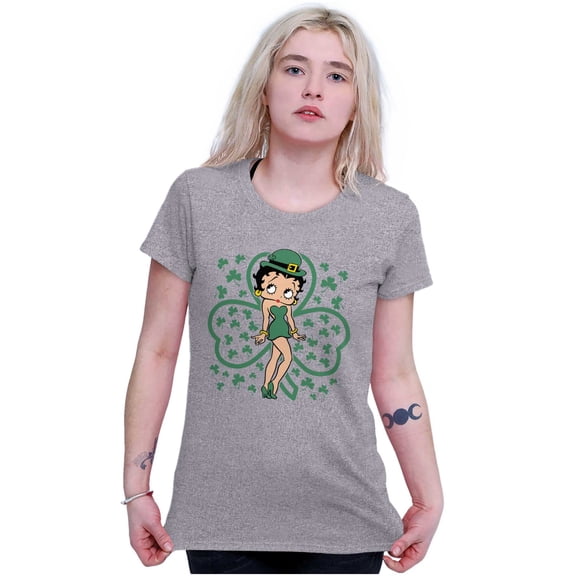 Betty Boop St Patricks Day Clovers Women's T Shirt Ladies Tee Brisco Brands S