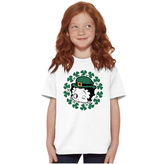 Betty Boop St Patricks Day Leprechaun Girls Kids T Shirt Tees Teen Brisco Brands X