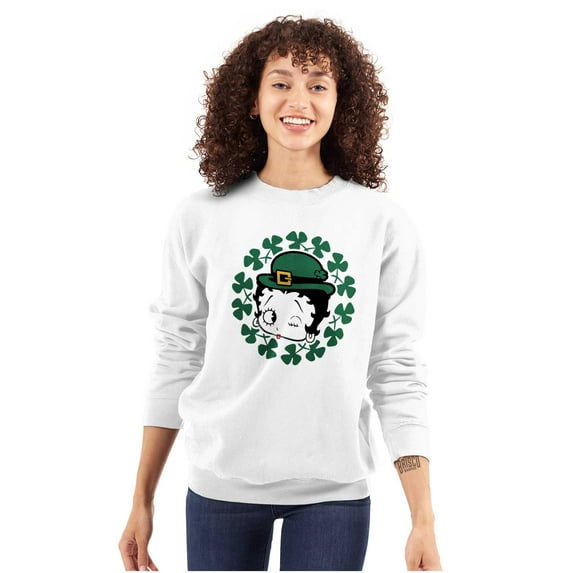 Betty Boop St Patricks Day Leprechaun Women Crewneck Sweatshirt Brisco Brands M