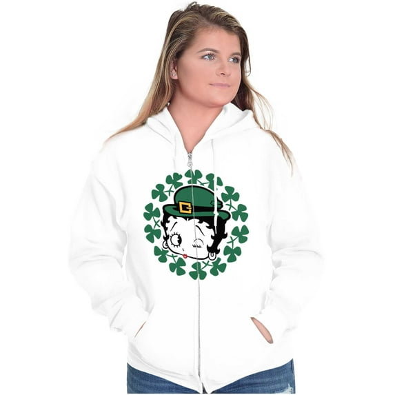 Betty Boop St Patricks Day Leprechaun Zip Hoodie Sweatshirt Women Brisco Brands M