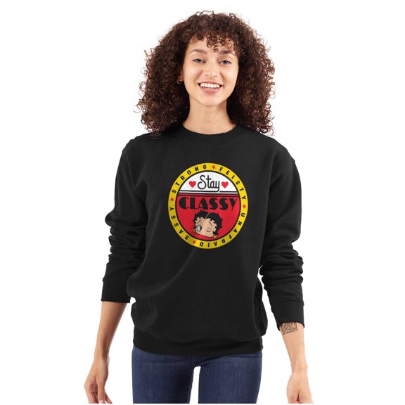 Betty Boop Stay Classy Feisty Sassy Women Crewneck Sweatshirt Brisco Brands L
