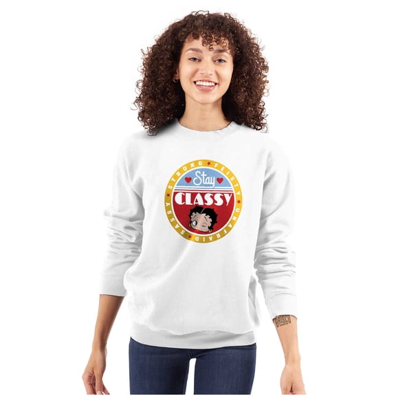 Betty Boop Stay Classy Feisty Sassy Women Crewneck Sweatshirt Brisco Brands S