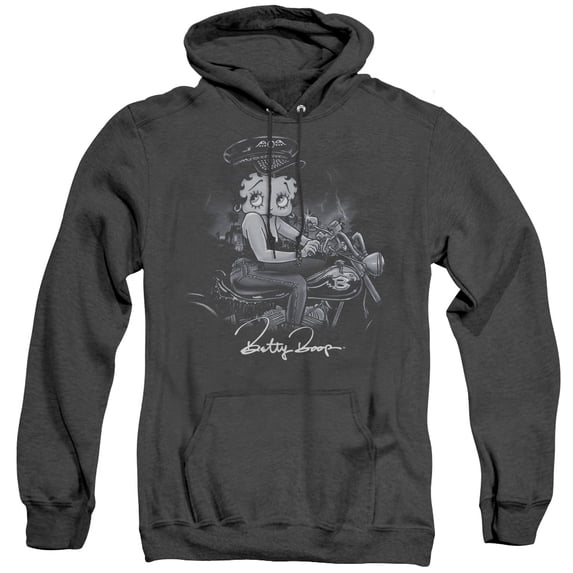 Betty Boop Storm Rider Adult Heather Hoodie Sweatshirt Black