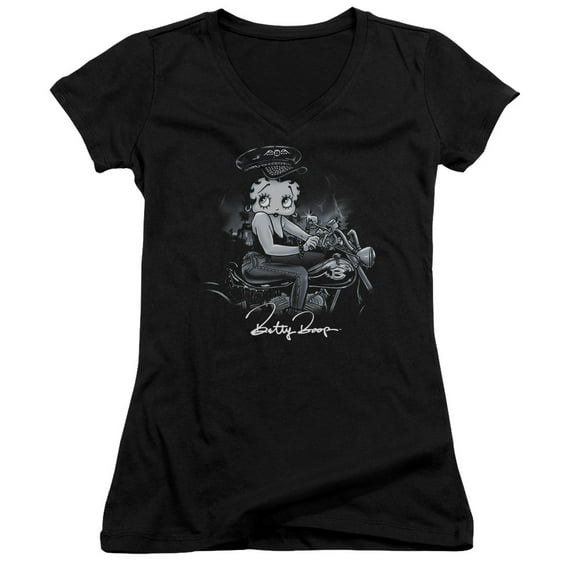 Betty Boop Storm Rider Junior Women's T-Shirt V-Neck Black