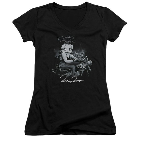 Betty Boop - Storm Rider - Juniors Cap Sleeve V-Neck Shirt - Small