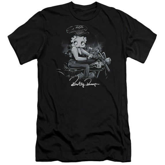 Betty Boop Storm Rider S/S Adult 30/1 T-Shirt Black