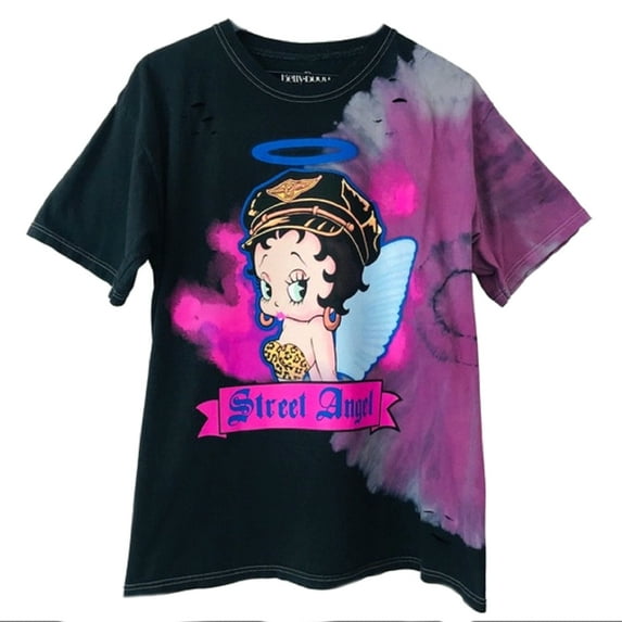 Betty Boop Street Angel Distressed Tie Dye Women's T-Shirt (XL)