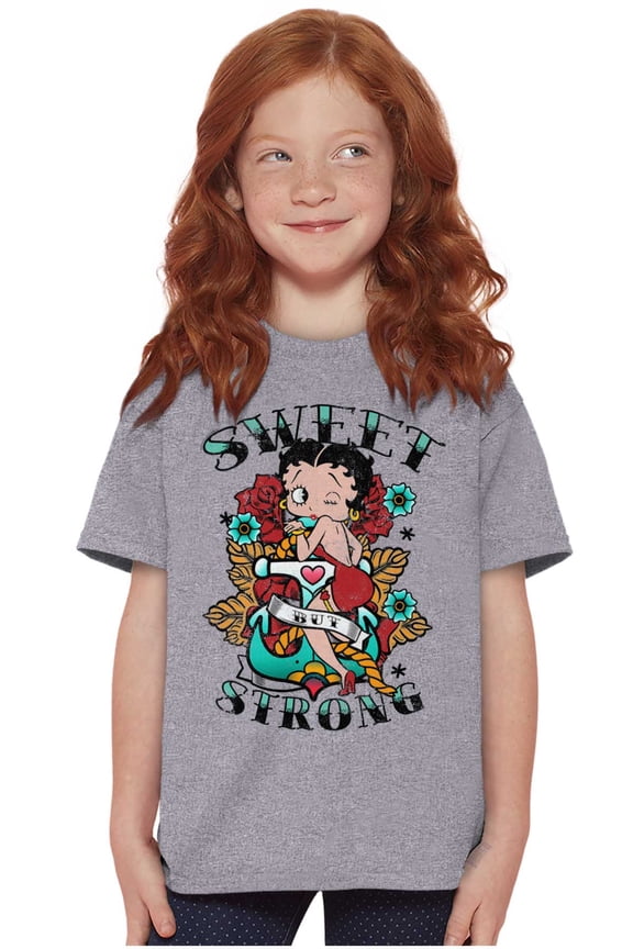 Sweet Strong Anchor Tattoo Girls Kids T Shirt Tees Teen Brisco Brands L