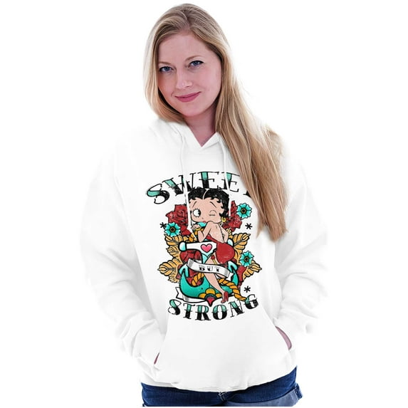 Betty Boop Sweet Strong Anchor Tattoo Hoodie Sweatshirt Women Brisco Brands M