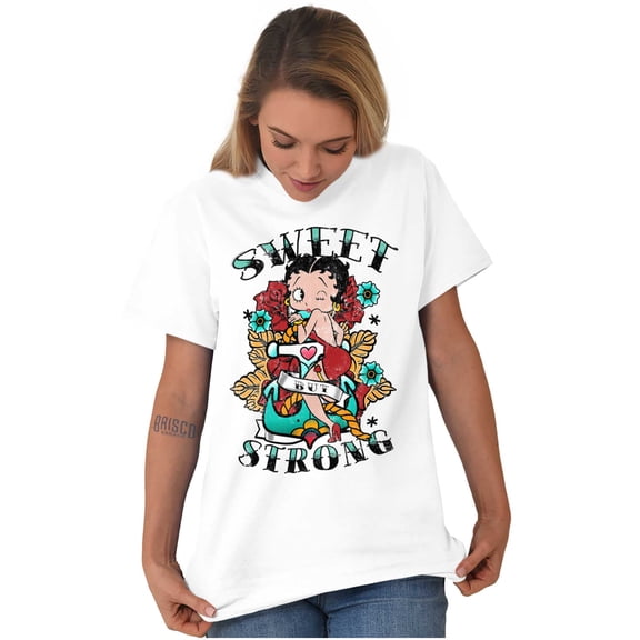 Betty Boop Sweet Strong Anchor Tattoo Women Plus Size Graphic Tee Tees Brisco Brands 5X