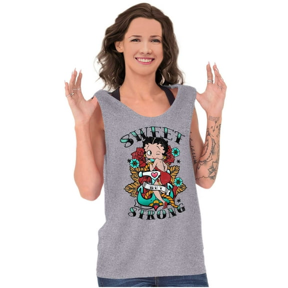 Betty Boop Sweet Strong Anchor Tattoo Women Plus Size Tank Top Brisco Brands 3X