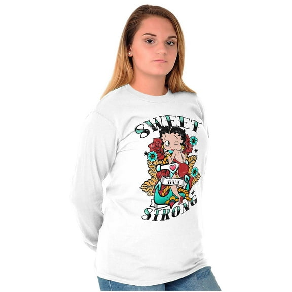 Betty Boop Sweet Strong Anchor Tattoo Women's Long Sleeve T Shirt Brisco Brands S