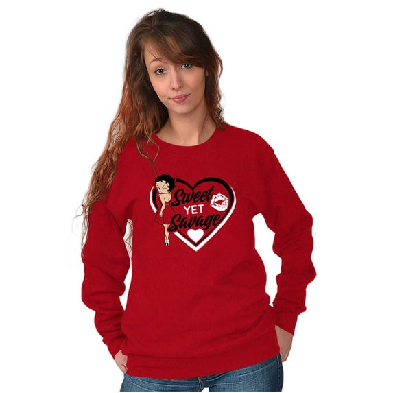 Betty Boop Sweet Yet Save Cute Sassy Women Crewneck Sweatshirt Brisco Brands 5X