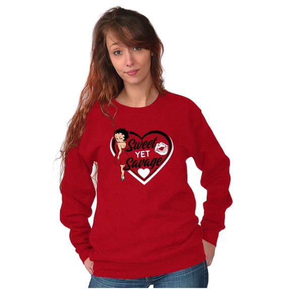 Betty Boop Sweet Yet Save Cute Sassy Women Crewneck Sweatshirt Brisco Brands S