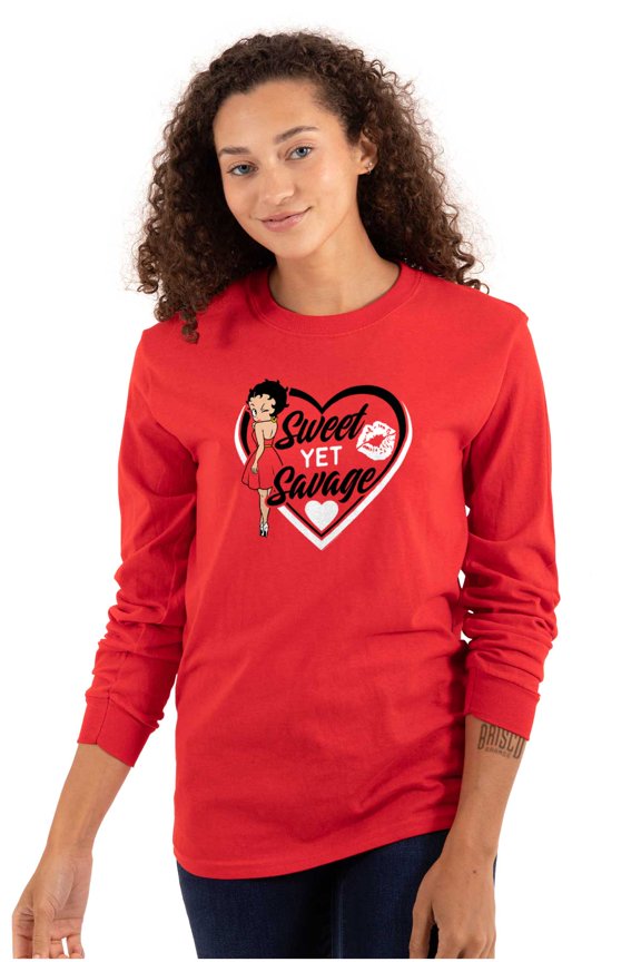 Betty Boop Sweet Yet Save Cute Sassy Women's Long Sleeve T Shirt Brisco Brands M