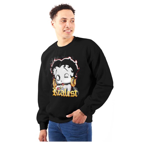Betty Boop The Realest Cartoon Women Crewneck Sweatshirt Brisco Brands S