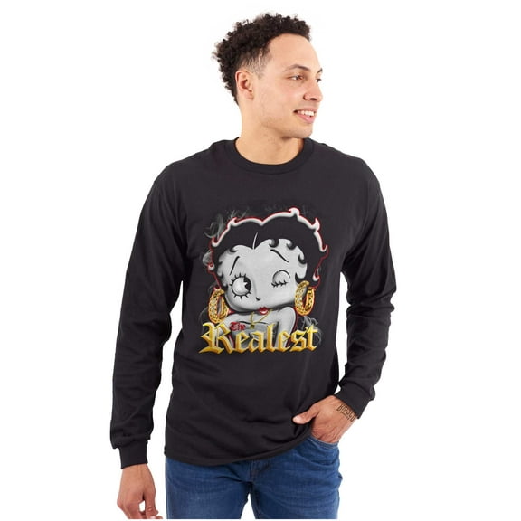 Betty Boop The Realest Cartoon Women's Long Sleeve T Shirt Brisco Brands S