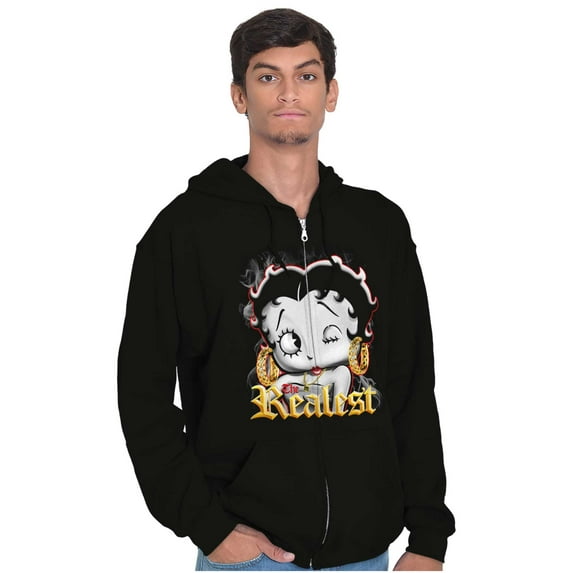 Betty Boop The Realest Cartoon Zip Hoodie Sweatshirt Women Brisco Brands X