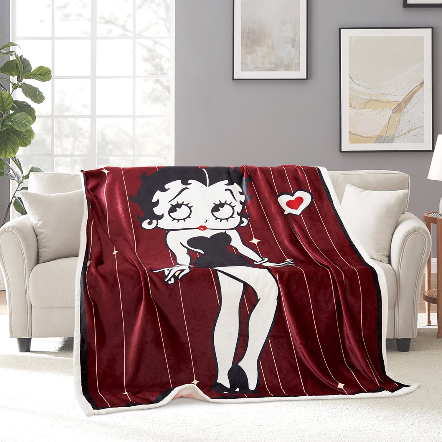 Betty Boop Throw Blanket 50"X60", Soft Flannel Fleece Throw Blanket