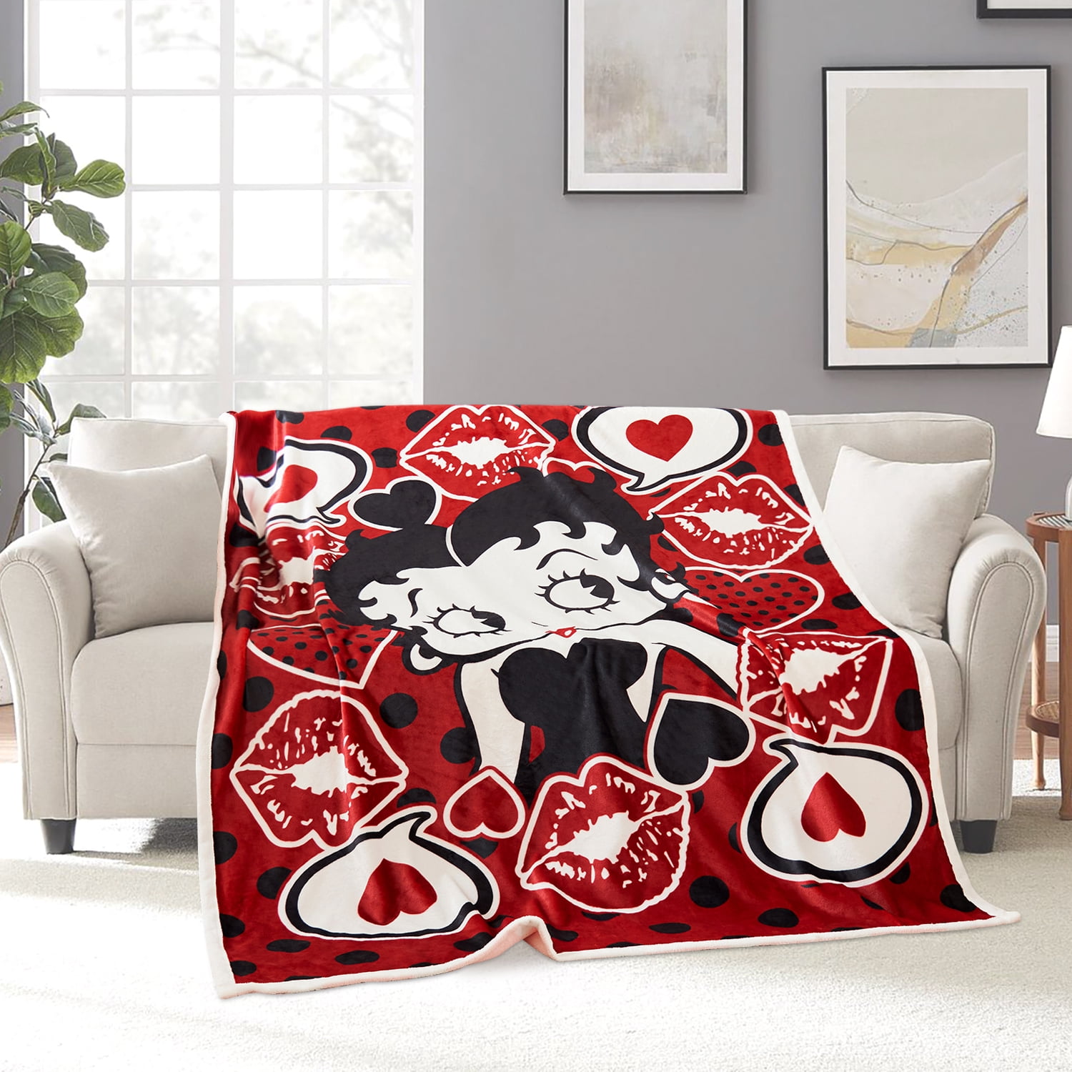 Betty Boop Throw Blanket 50"X60", Soft Flannel Fleece Throw Blanket