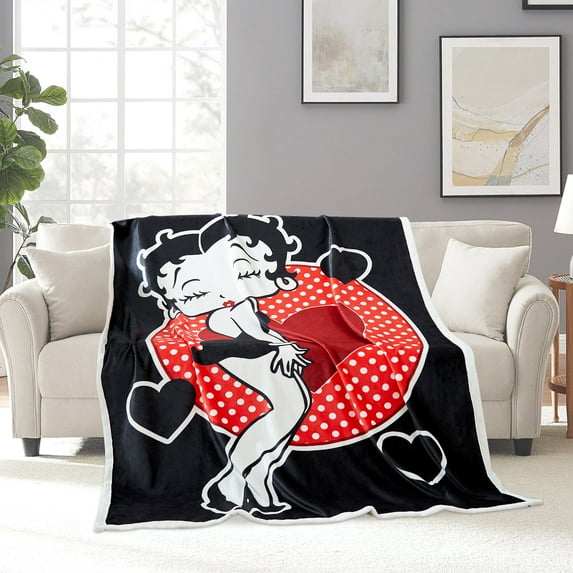 Betty Boop Throw Blanket 50"X60", Soft Flannel Fleece Throw Blanket