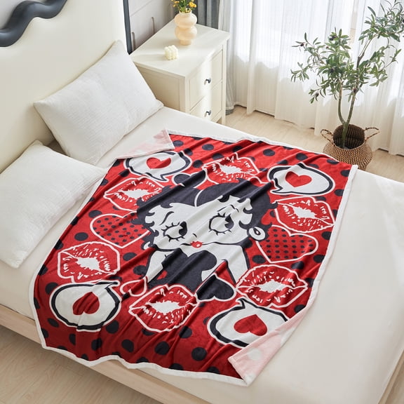 Betty Boop Throw Blanket 50"X60", Soft Flannel Throw Blanket Suit for Home Bed, Sofa & Dorm