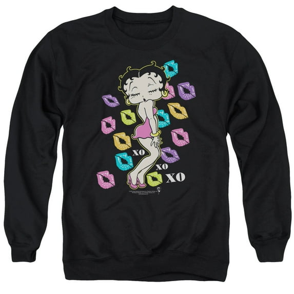 Betty Boop Tripple Xo Adult Crewneck Sweatshirt Black