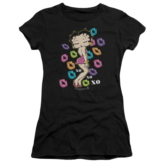 Betty Boop Tripple Xo S/S Junior Women's T-Shirt Sheer Black