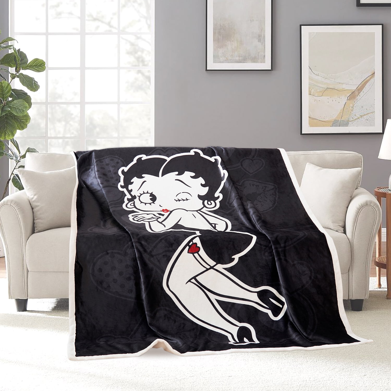Betty Boop Twin Blanket 60"X80", Soft Flannel Fleece Bed Blanket