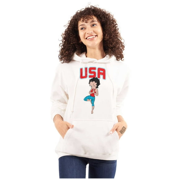 Betty Boop USA Yoga America Gym Hoodie Sweatshirt Women Brisco Brands S