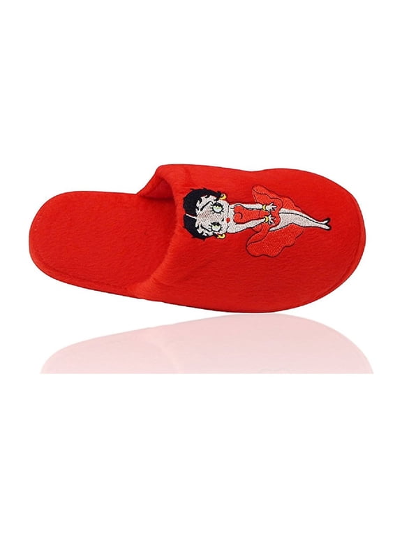 Ultra-Soft Adult Women Plush Pinup Scuffs Cozy Non-Skid Slippers (Belle Red Size Small)